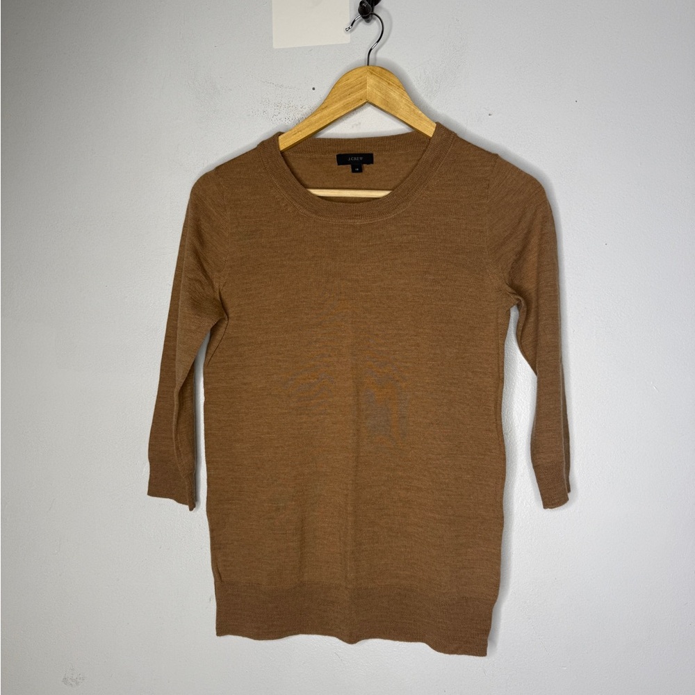 J Crew Merino Wool 3/4 Sleeve Camel‎ Brown Sweater XS